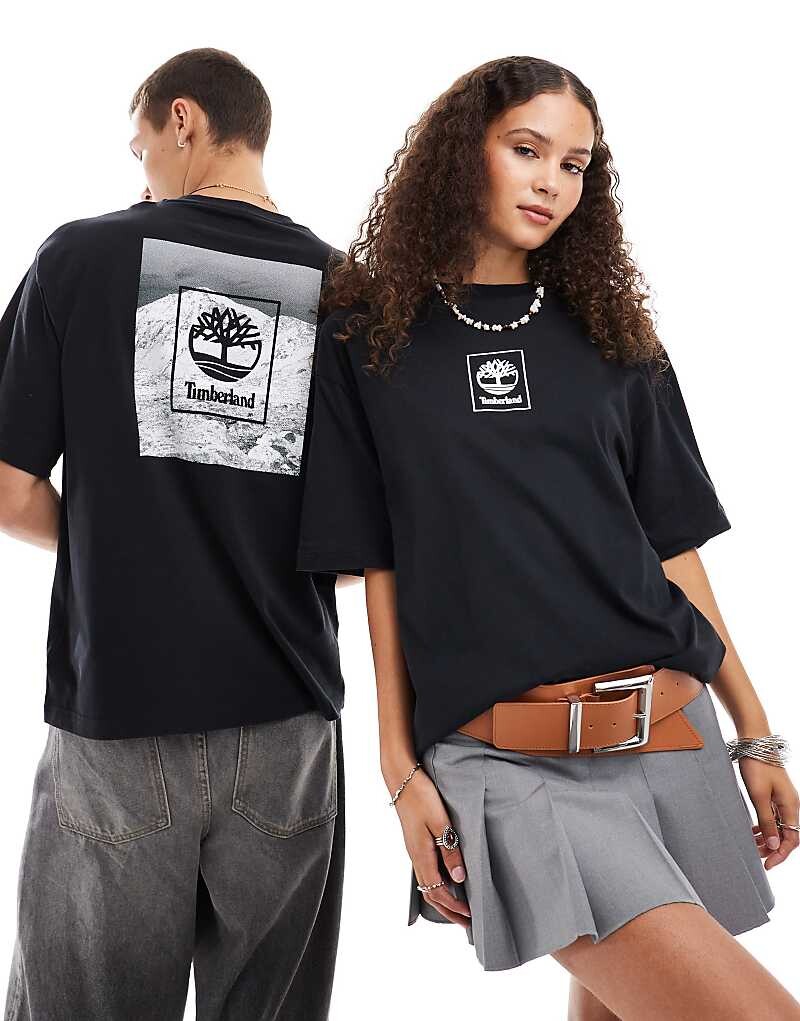 

Черная объемная футболка с горным принтом Timberland, эксклюзивно для ASOS
