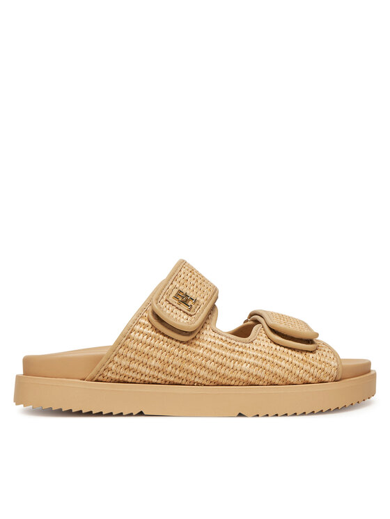 Мюли Double Strap Raffia FW0FW08940 Tommy Hilfiger, бежевый