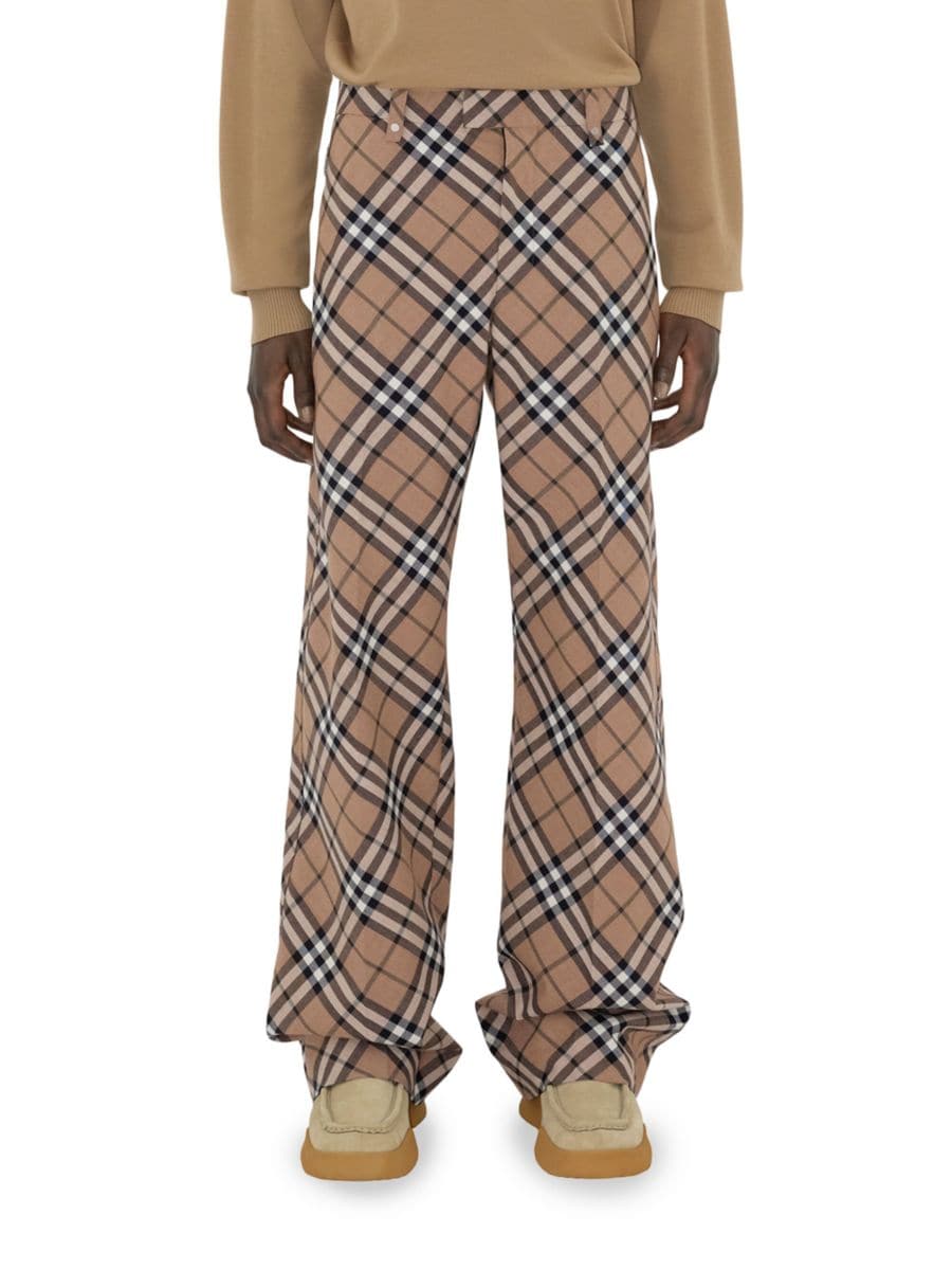 

Брюки из смесовой шерсти в клетку Linden Burberry, цвет Linden Check