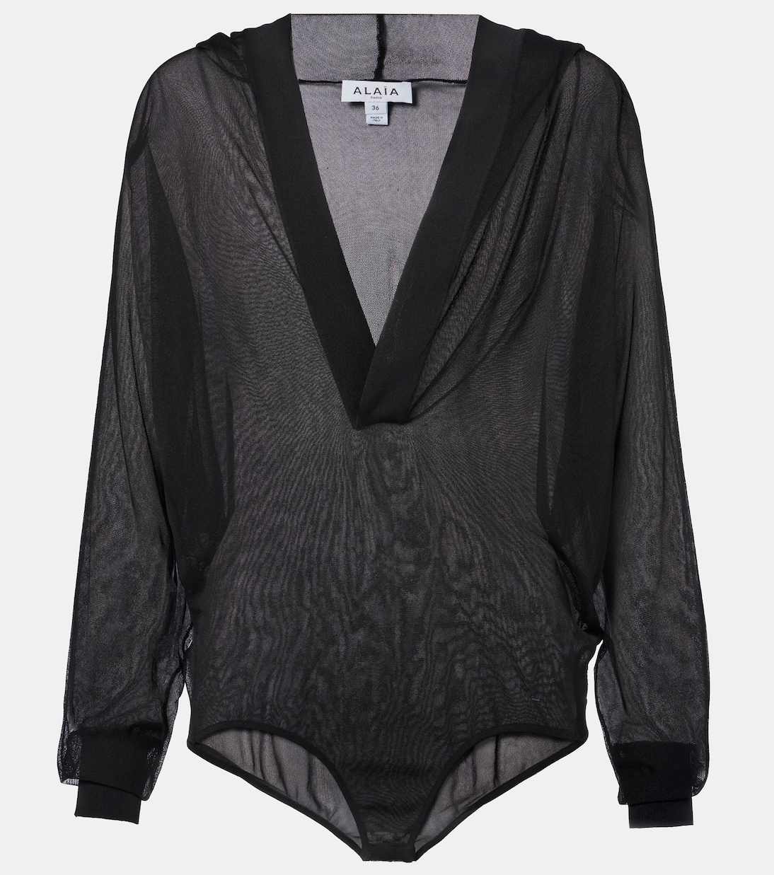 

Прозрачный боди с капюшоном Alaïa, Noir Alaia