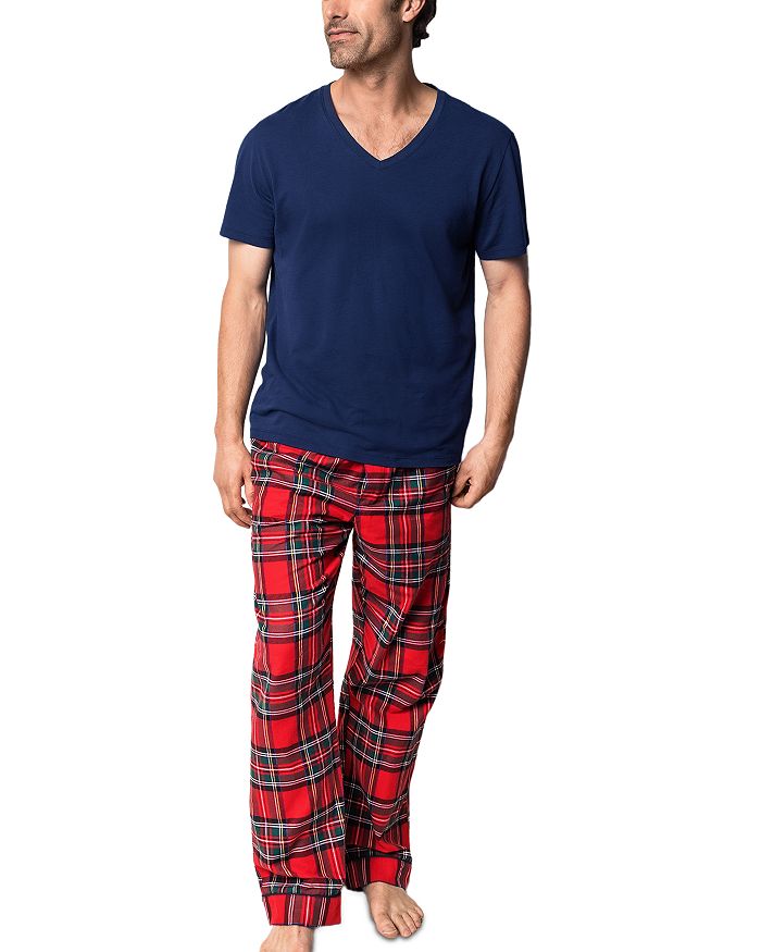 

Пижамные брюки из хлопкового твила с начесом Imperial Tartan Petite Plume, красный