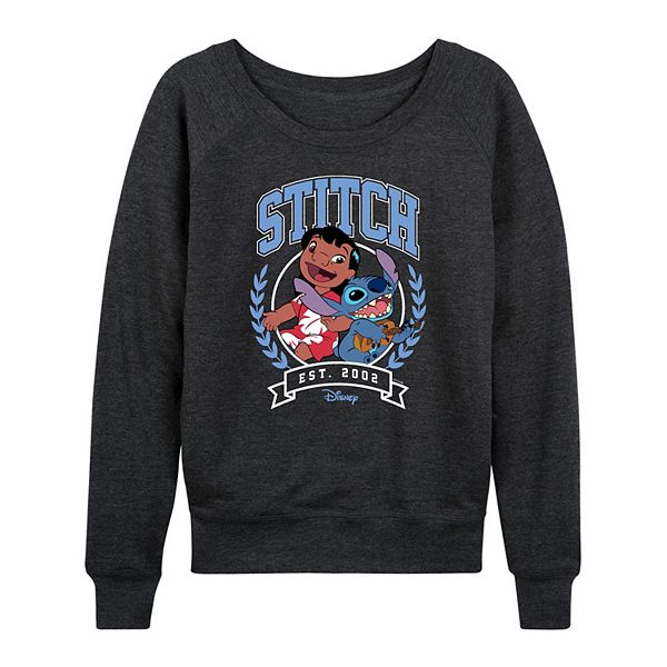 

Женская футболка с длинным рукавом lilo & stitch collegiate est 2002 из френч терри Disney, Heather Charcoal