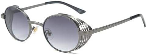 

HaoLMi - Женские и мужские круглые солнцезащитные очки в стиле стимпанк, ретро, ​​солнцезащитные очки с защитой от УФ-излучения UV400, овальные, в стиле панк, винтажные солнцезащитные очки, 2