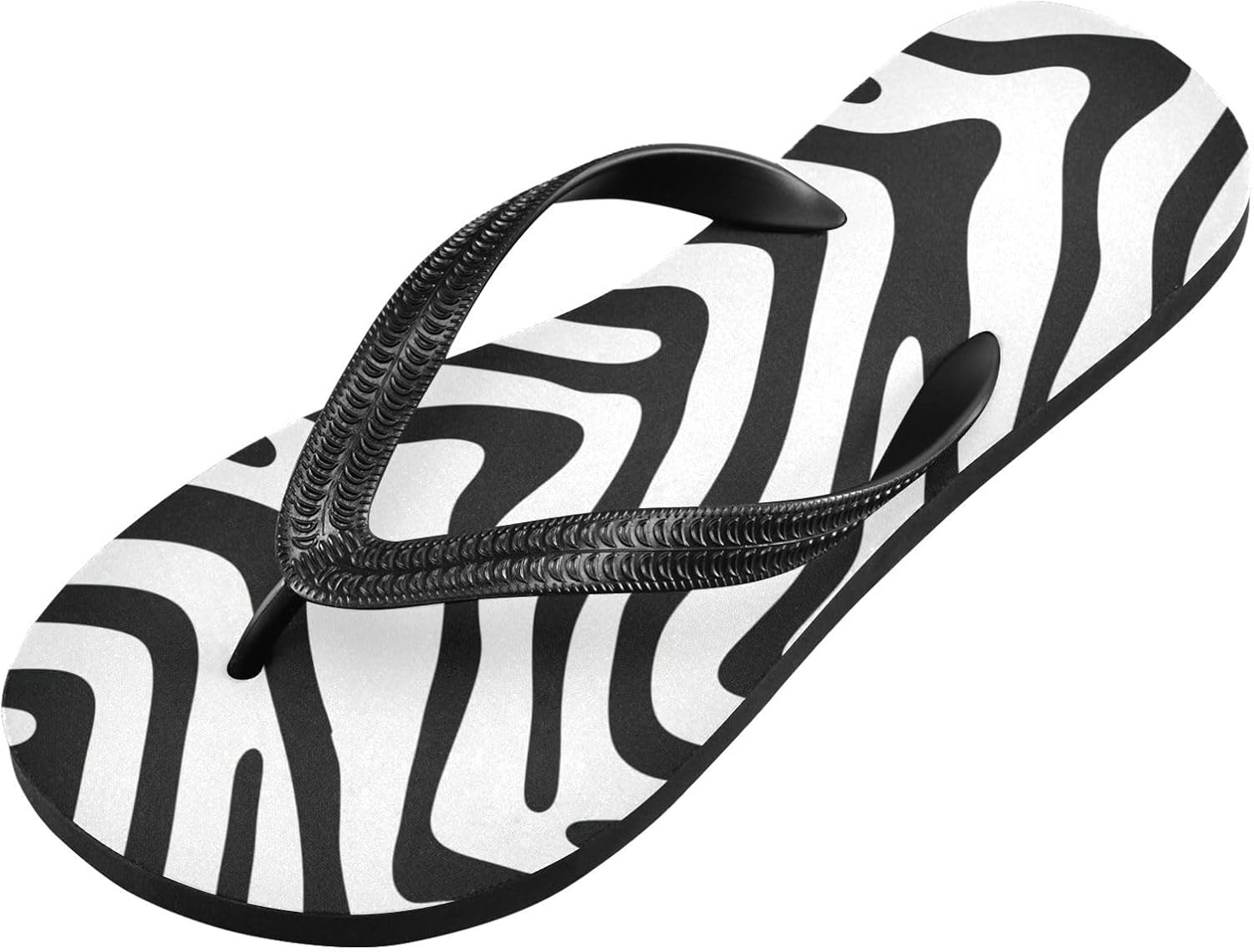 

Женские пляжные летние повседневные шлепанцы UMIRIKO с зебровым принтом, черно-белые, быстро сохнущие, тапочки для мужчин A2301236