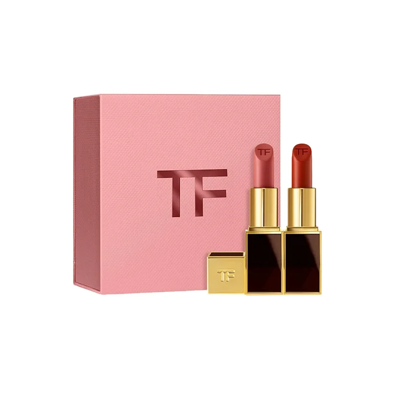 TOM FORD Подарочный набор помады TF в черном тюбике, сатиновая текстура, легко наносится, 3,5 г*2, Black Tube 06+16