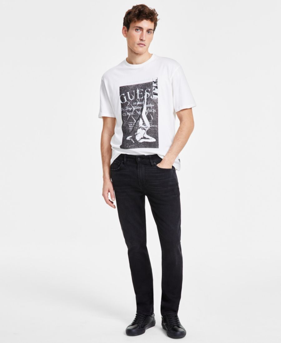 

Мужская рубашка с узором пейсли и прямые джинсы GUESS, Black