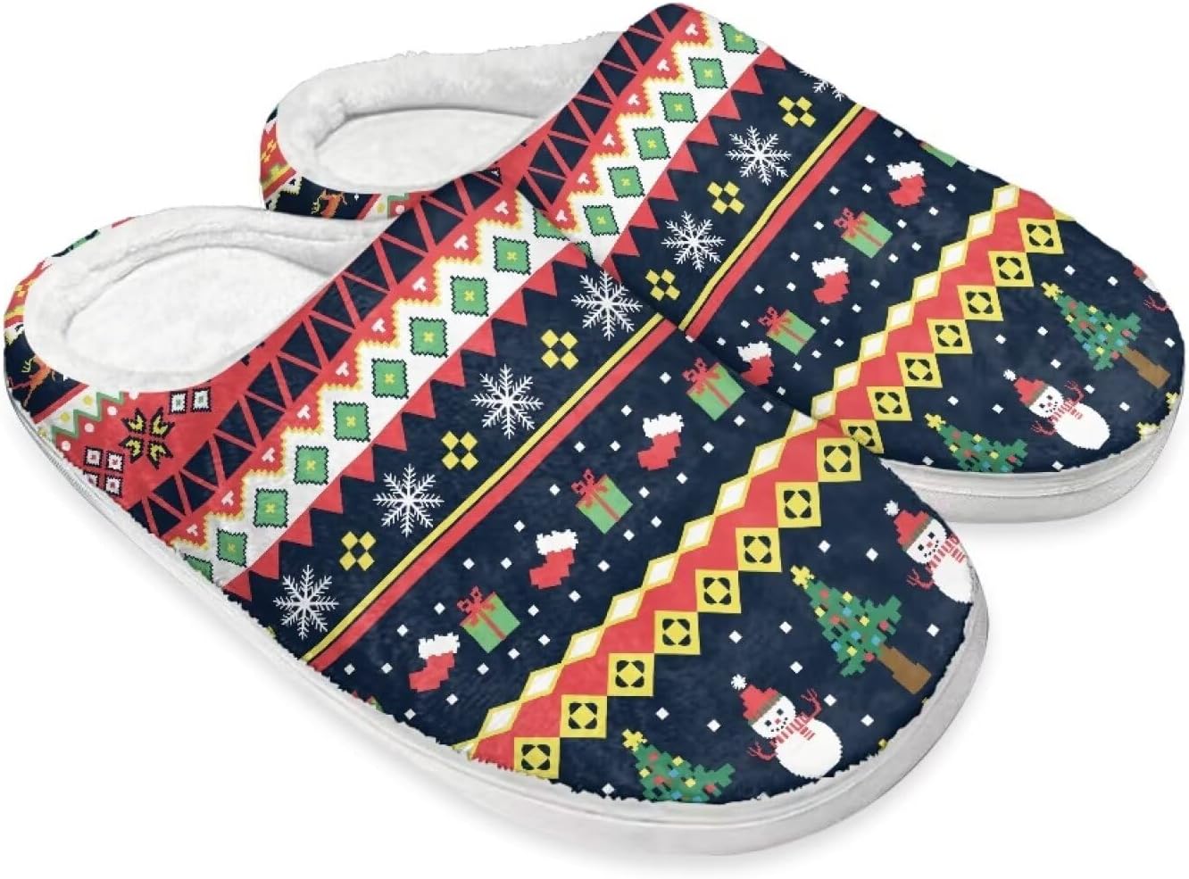 

Праздничные рождественские тапочки для дома и улицы, тапочки, хлопковые тапочки для женщин и мужчин, пушистые зимние тапочки Buxolandt, Christmas Theme