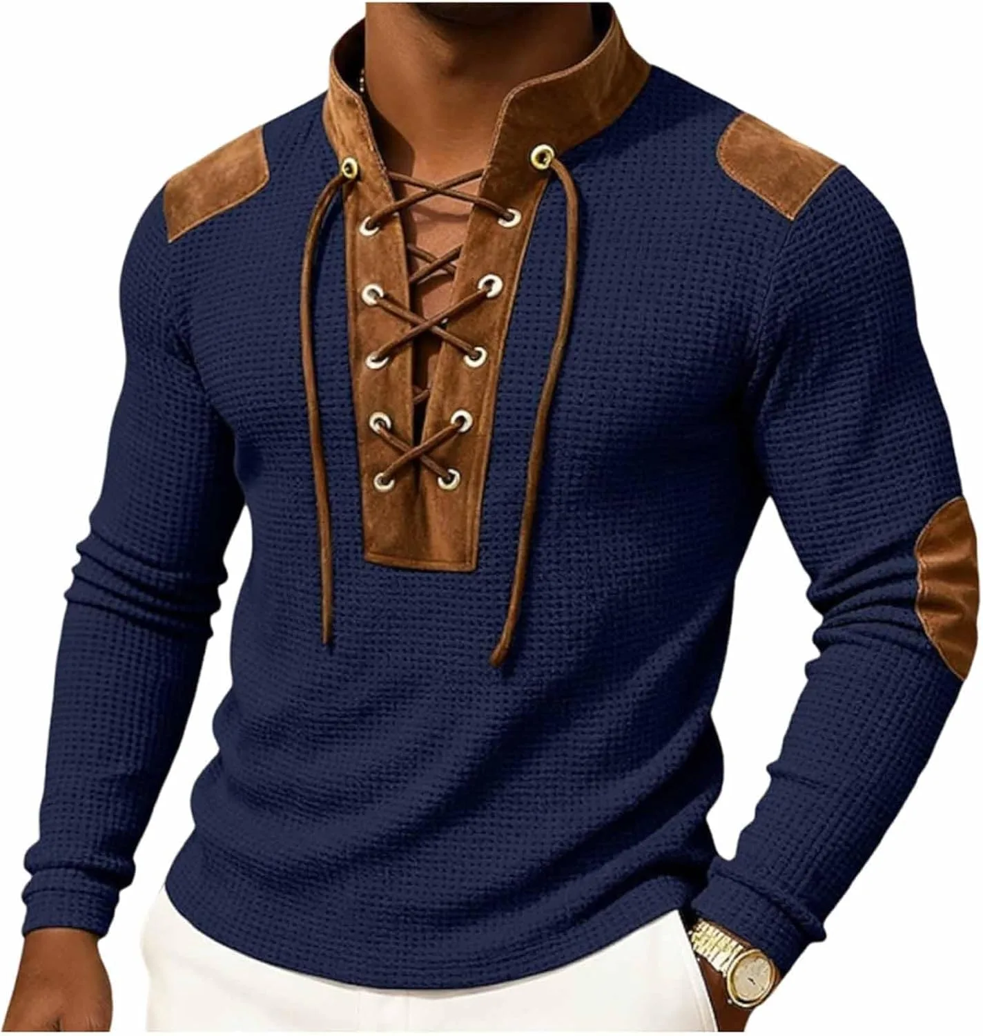 

Футболка с воротником для мужчин, лето-осень, длинный рукав, стиль Victorian Crochet