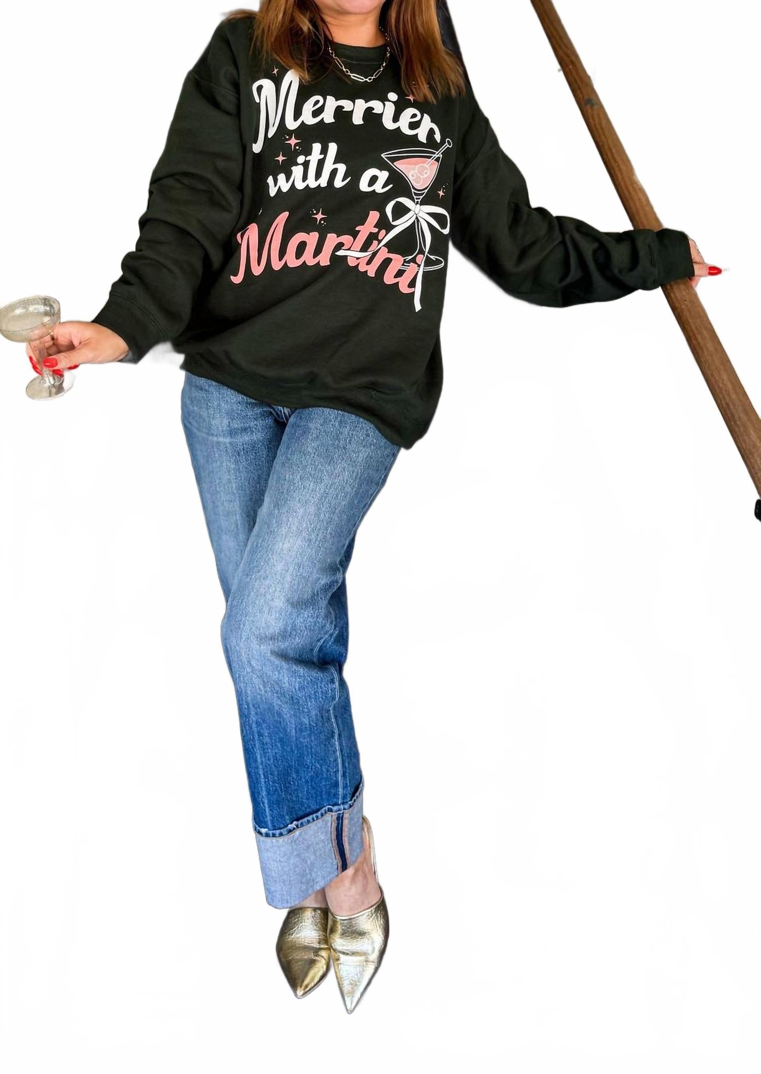 

SWEET CLAIRE Рождественский свитшот Merry Martini зеленого цвета, Зеленый, SWEET CLAIRE Рождественский свитшот Merry Martini зеленого цвета