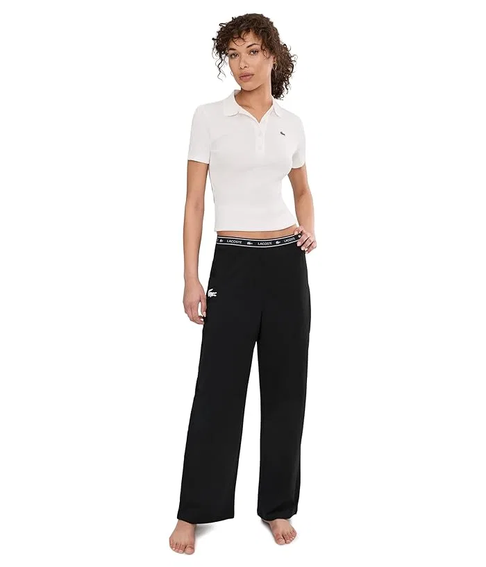 Брюки спортивные Lacoste Soft Fleece Loungewear Pants, Black/White — фото 2