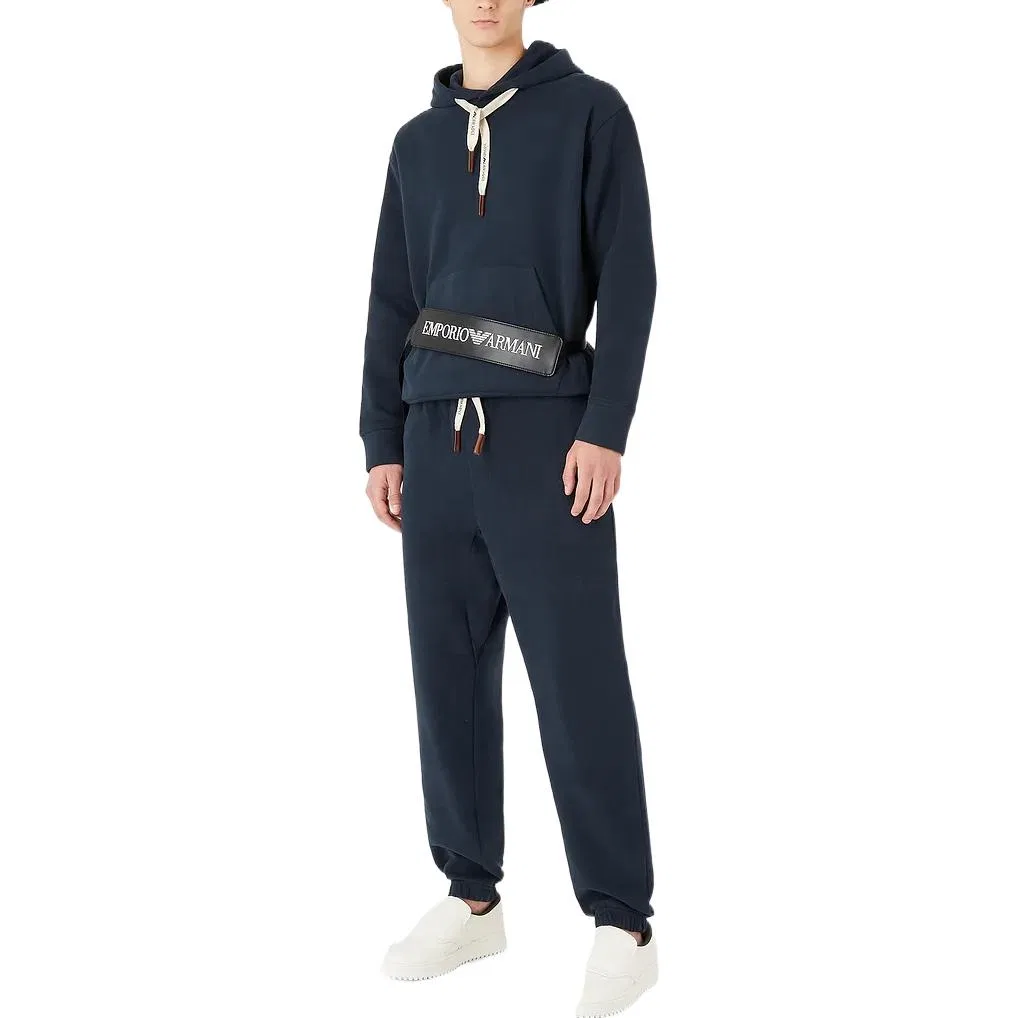 Трикотажные спортивные штаны мужские Navy Blue с манжетами EMPORIO ARMANI — фото 3