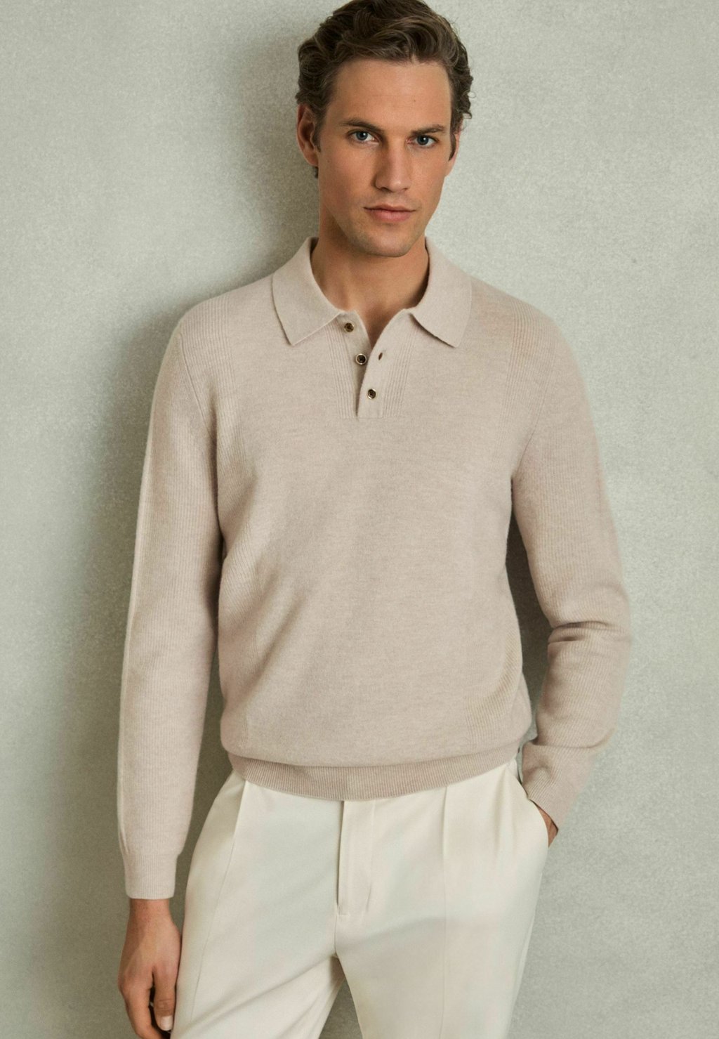 

Рубашка поло KINGSLEY TEXTURED Reiss, бежевый