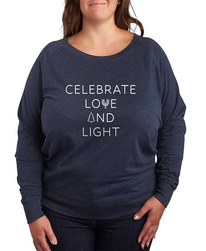 

Большой размер Трендовый Celebrate Love and Light Графический пуловер Топ Hybrid Apparel, синий