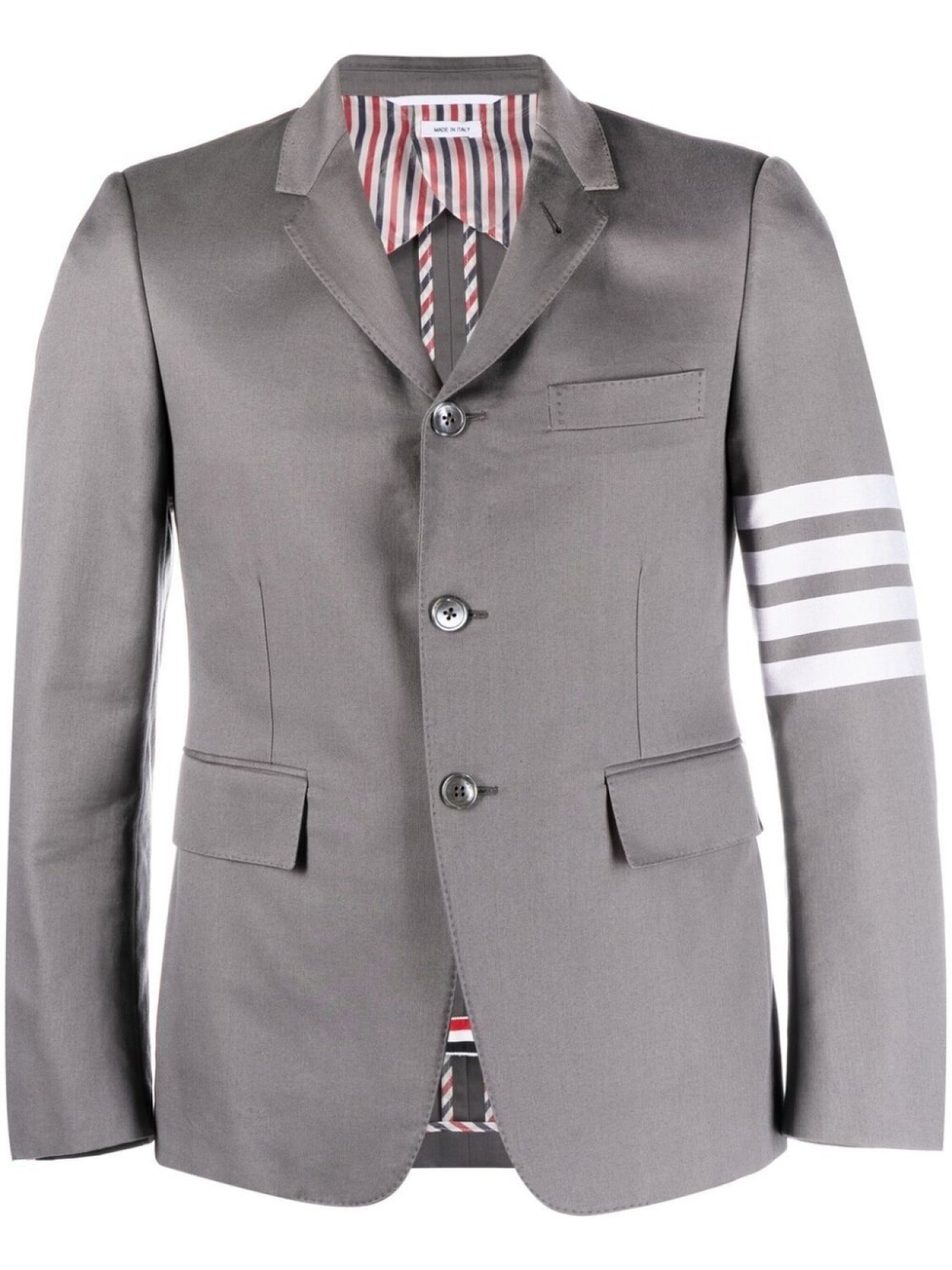

Thom Browne пальто Engineered с полосками 4-Bar, серый