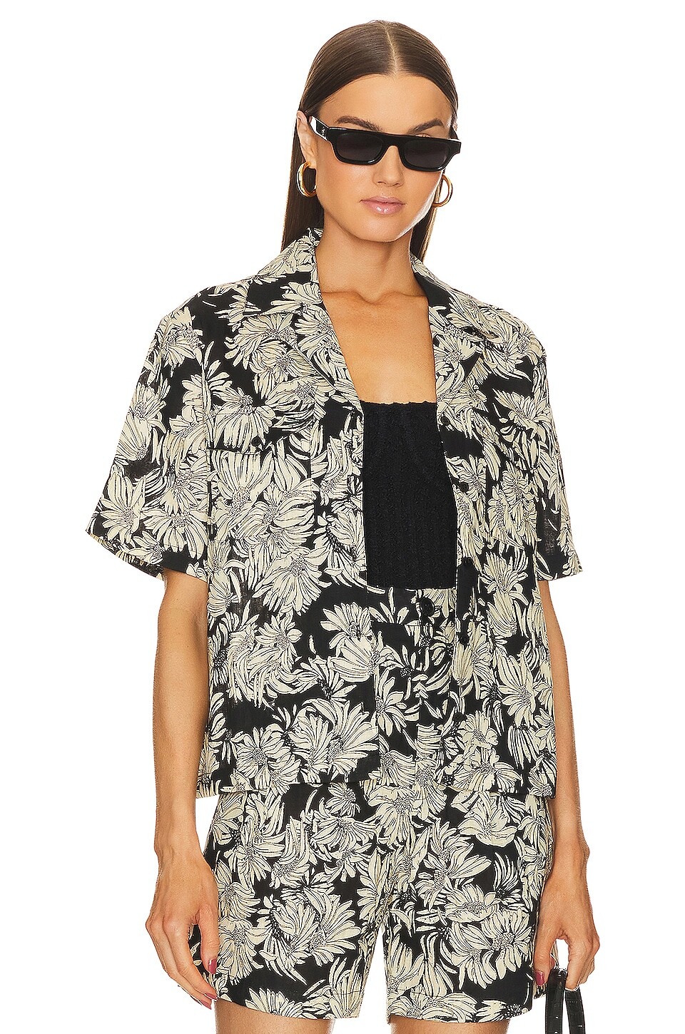 

Рубашка ANINE BING Hamilton, цвет Black Floral Print