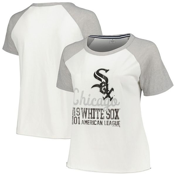 

Женская белая бейсбольная футболка raglan plus size chicago white sox Soft As A Grape, Белый, Женская белая бейсбольная футболка raglan plus size chicago white sox Soft As A Grape