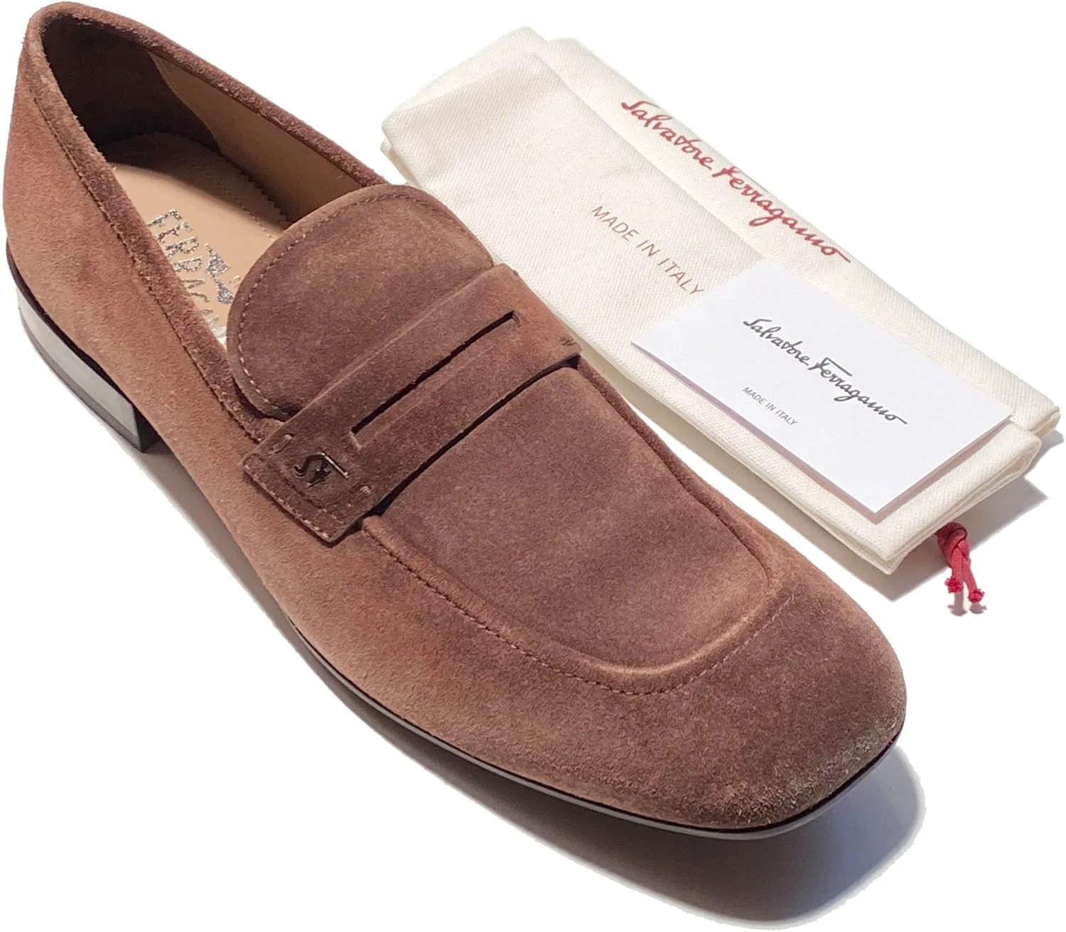 Мужские повседневные мокасины Ferragamo Pieve Penny из коричневой замшевой кожи (Salvatore) — фото 3