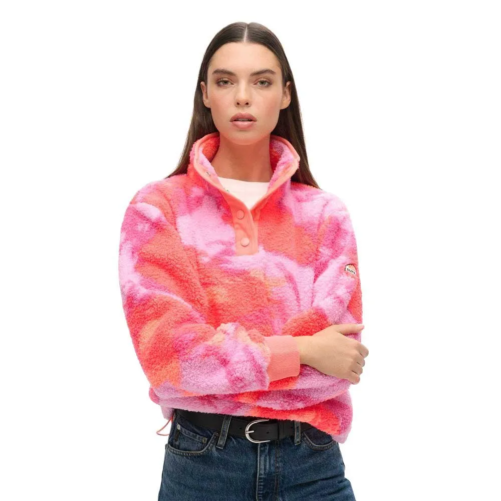 

Толстовка Superdry Super Soft Printed Henley, розовый