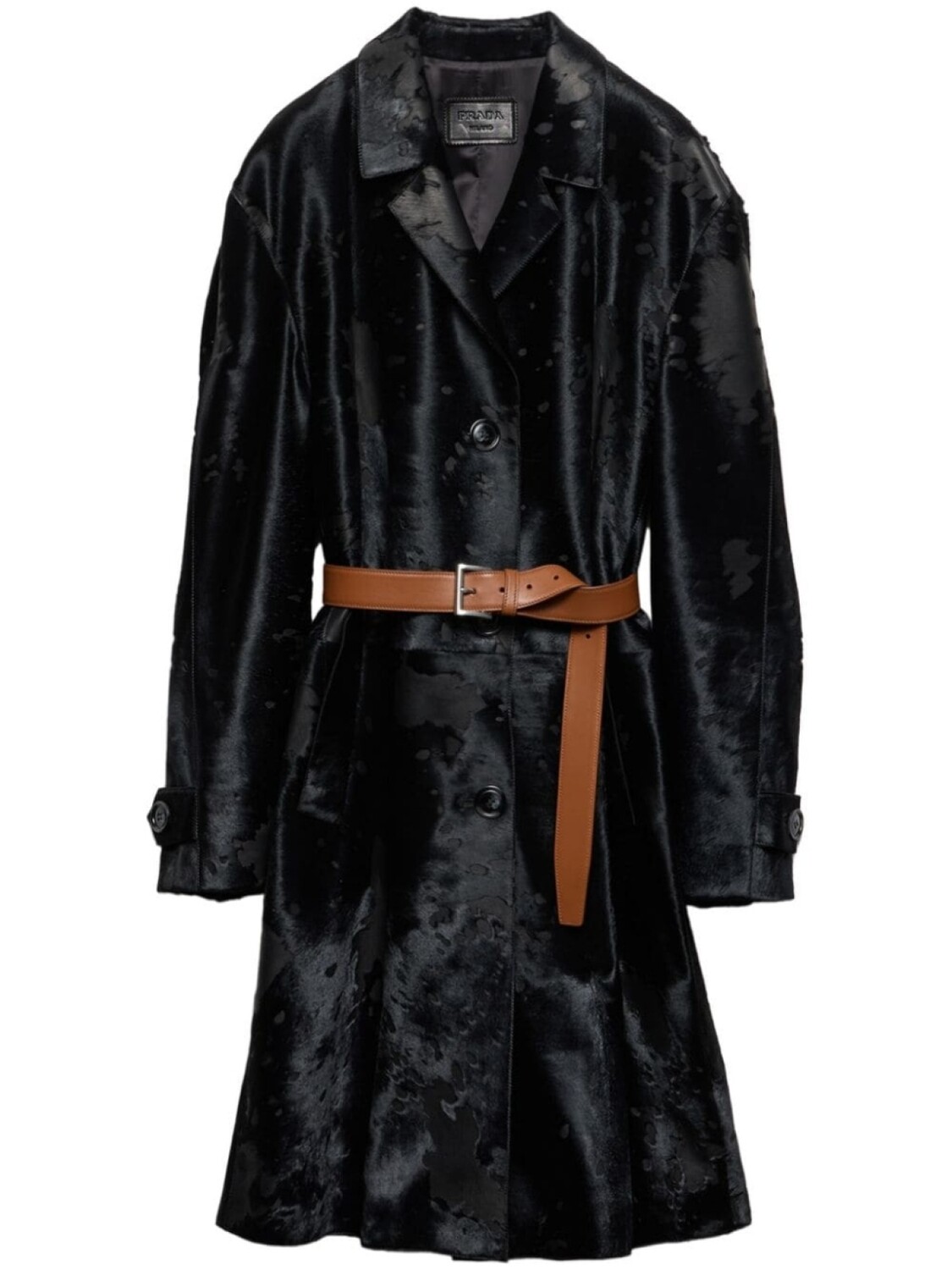 

Кожаное пальто Prada, черный