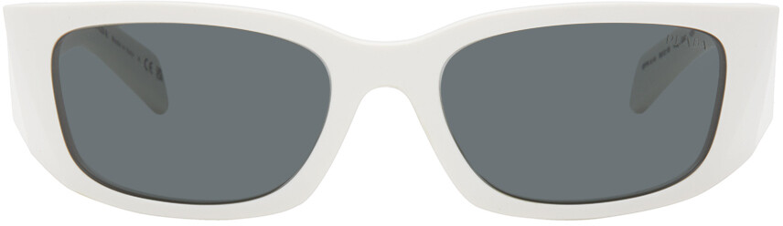 

Белые солнцезащитные очки Symbole Prada Eyewear, Talc/Dark grey