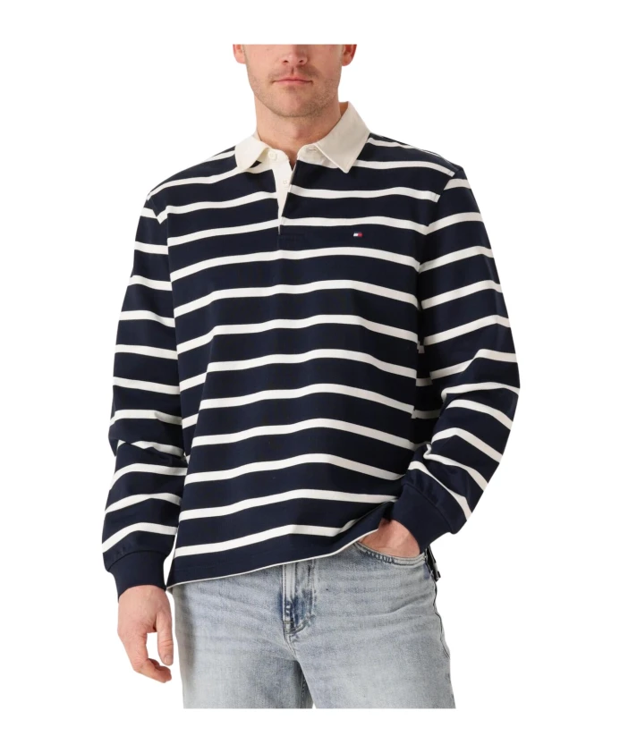 

Незаменимая полосатая рубашка-поло для регби Tommy Hilfiger, синий
