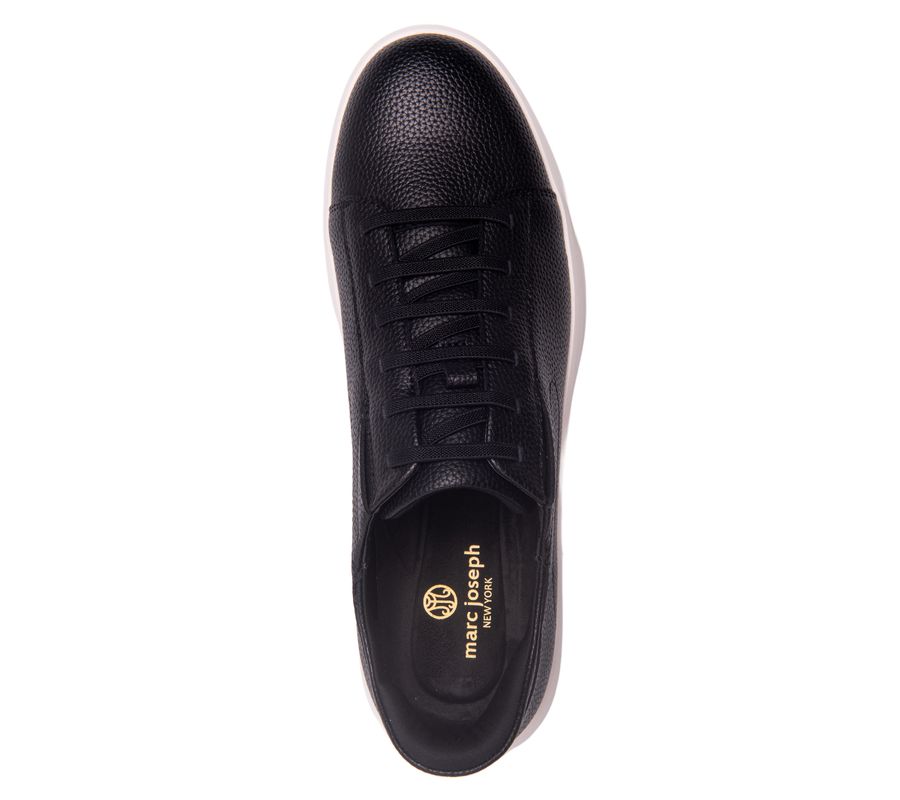 Мужские кожаные модные кроссовки River St Hands-Free Slip On Technology Marc Joseph New York, Black grainy leather — фото 4