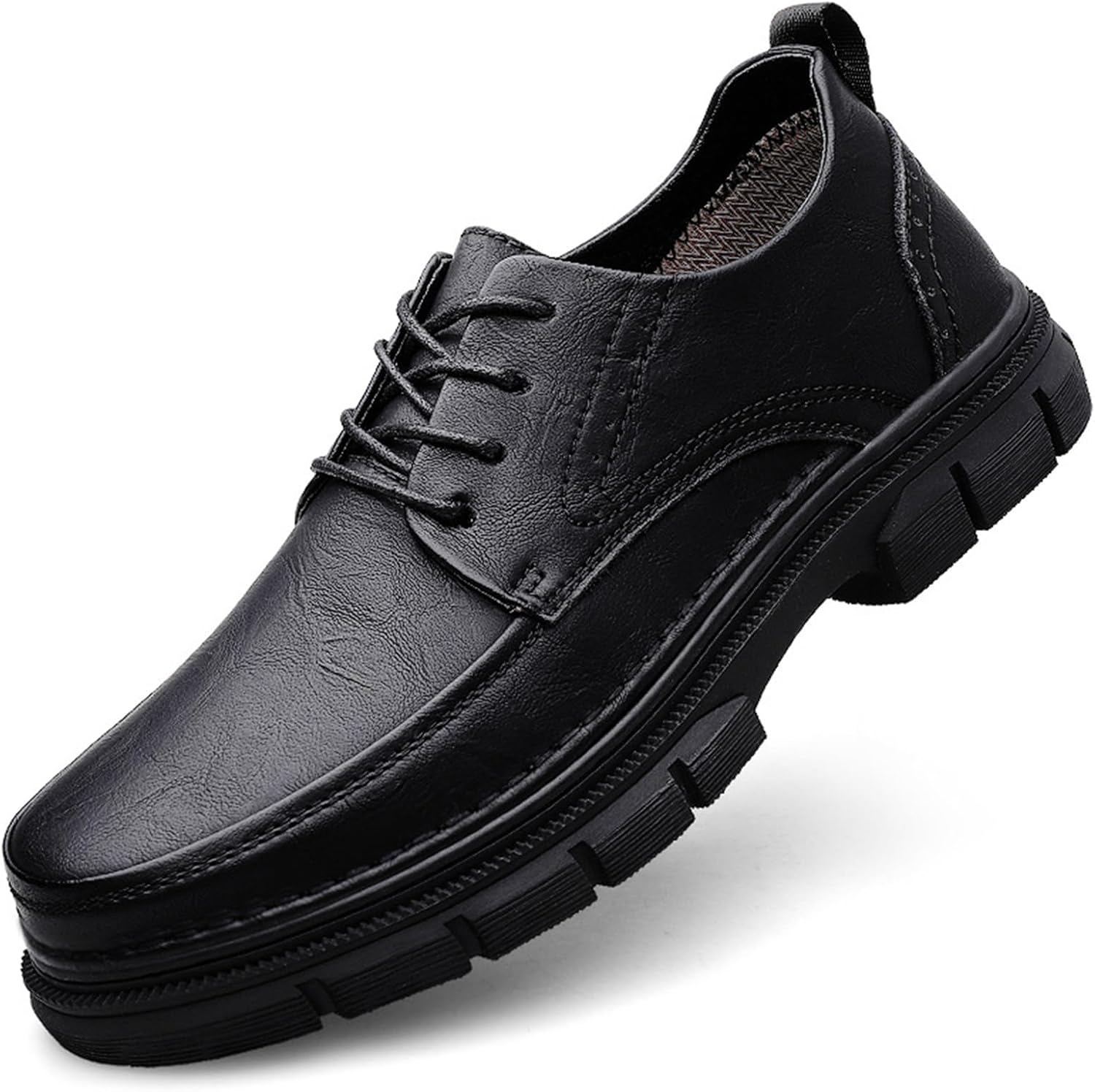 

Мужские кожаные плоские походные ботинки на шнуровке, ретро-класса, удобные, водонепроницаемые походные оксфордские кроссовки Ferraogan, черный