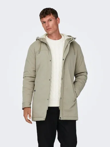 

Парка ONLY & SONS "ALEX TEDDY PARKA", с капюшоном, хаки
