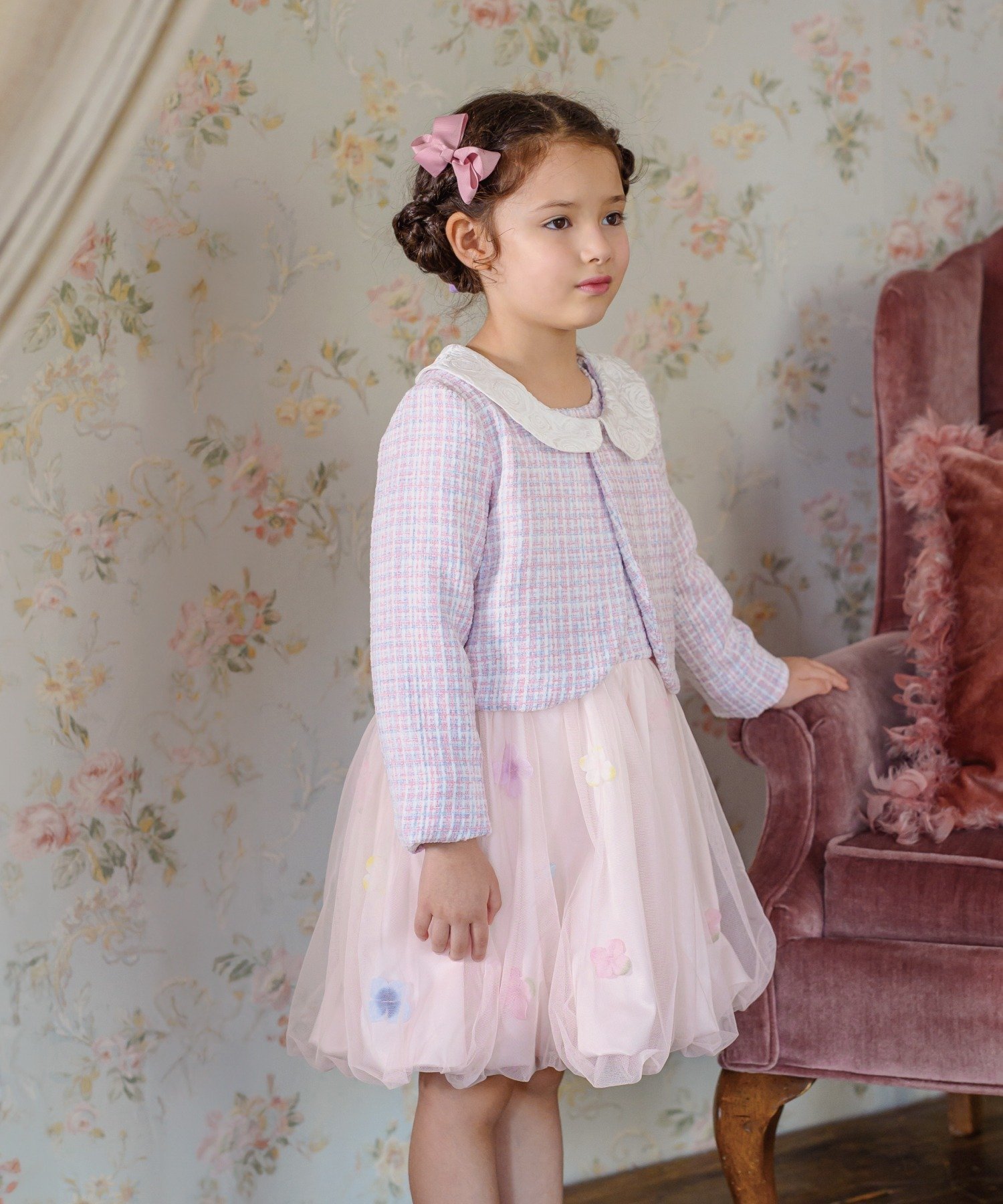 Стильная цветная куртка Panpantutu, Pink tweed — фото 2