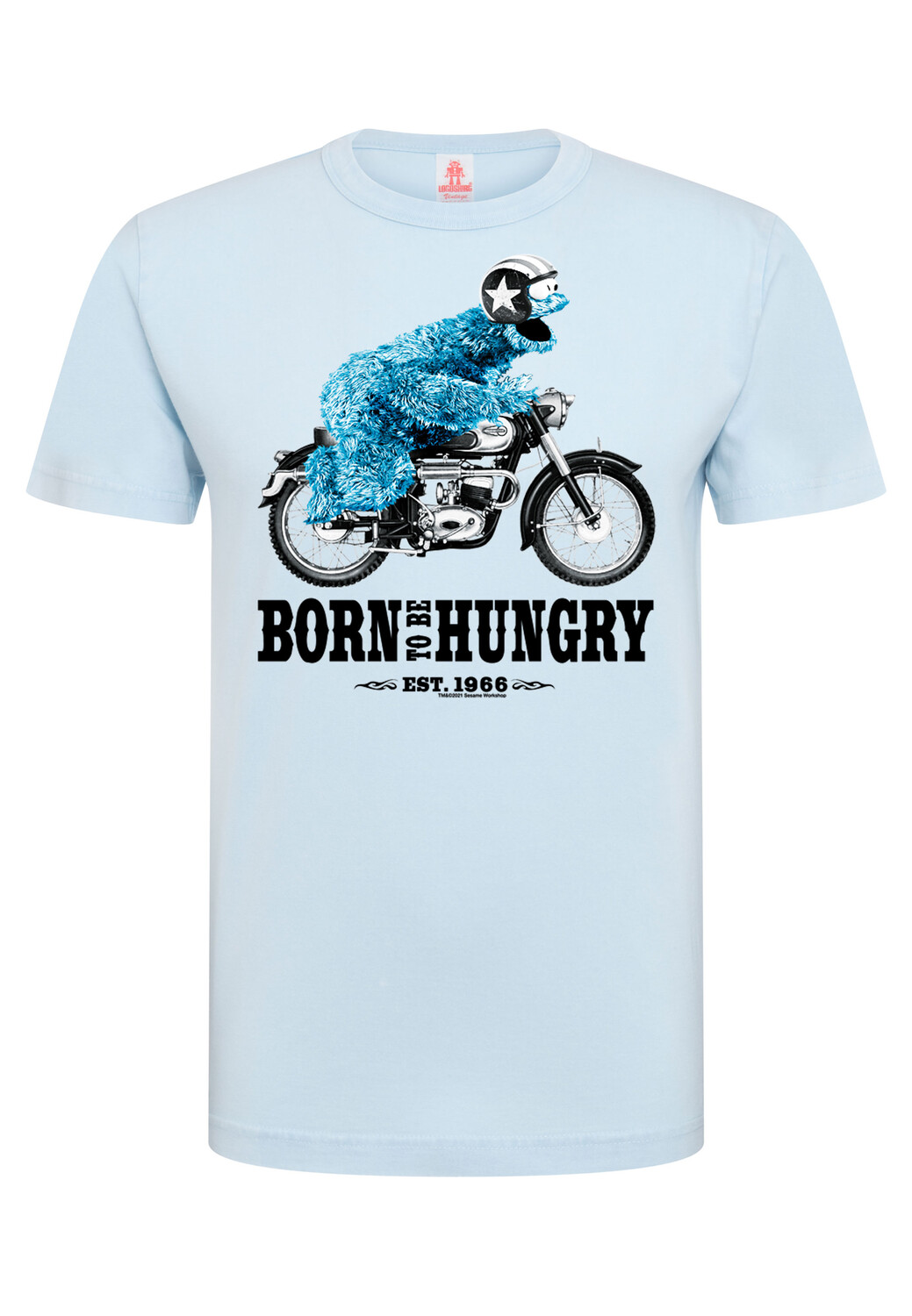 

Футболка Logoshirt Sesamstrasse Krümelmonster Motorrad, светло-синий