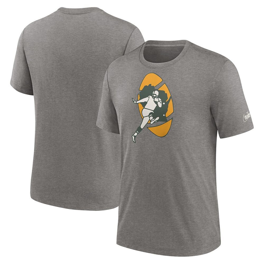 

Мужская футболка Nike Heather Charcoal Green Bay Packers Rewind Logo Tri-Blend, цвет Pkr Charco