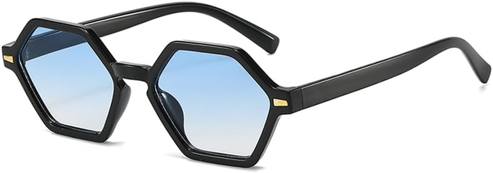 

Ретро-солнцезащитные очки Polygon для женщин, модные градиентные очки с защитой от УФ-излучения UV400, мужские солнцезащитные очки с заклепками TKKTLLT, Black Blue Gradient