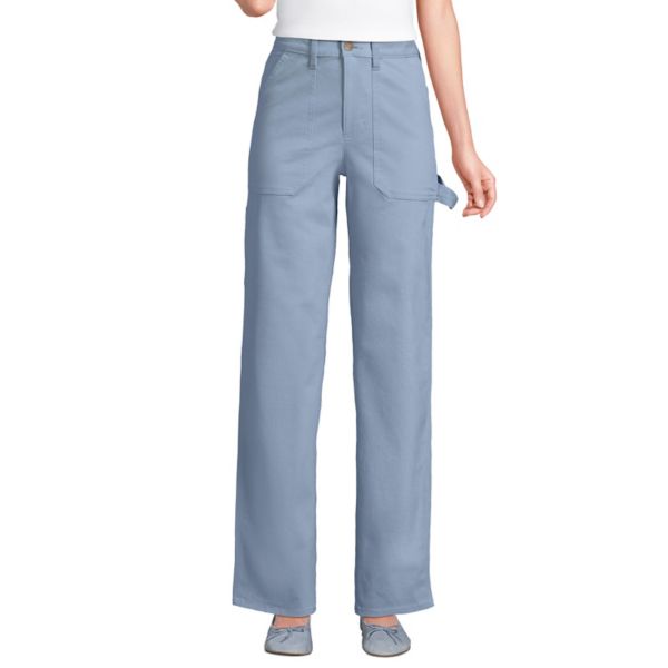 

Женские утилитарные брюки чинос с высокой посадкой в ёлочку Lands' End, цвет pale slate blue