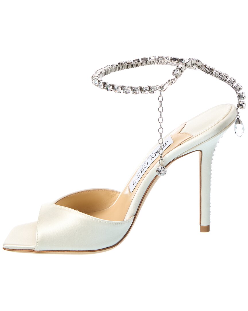 Jimmy Choo Saeda 100 Satin Sandal, белый — фото 2