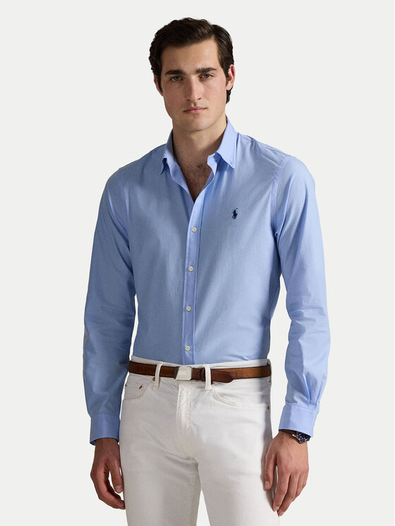 

Рубашка облегающего кроя 710929348009 Polo Ralph Lauren, голубой