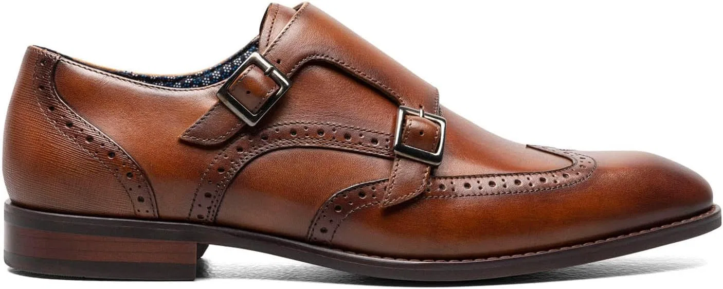 Туфли Stacy Adams Karson Wingtip Double Monk Strap Monk Buckle Shoe, коньячный — фото 2