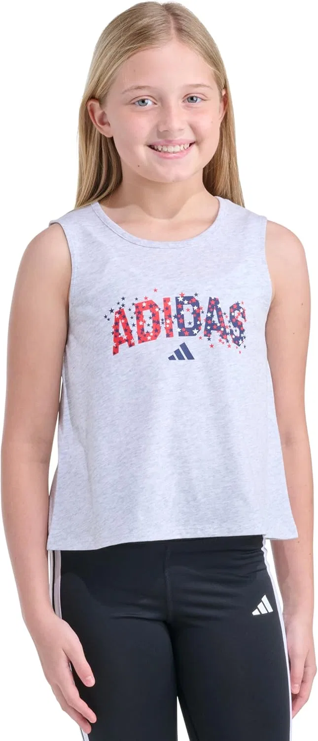 Детская майка без рукавов, adidas, серый мульти