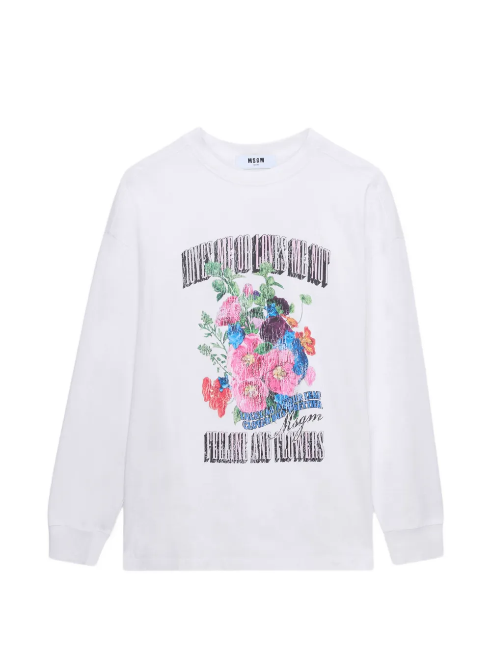 

Футболка с длинными рукавами и цветочным принтом Msgm, белый