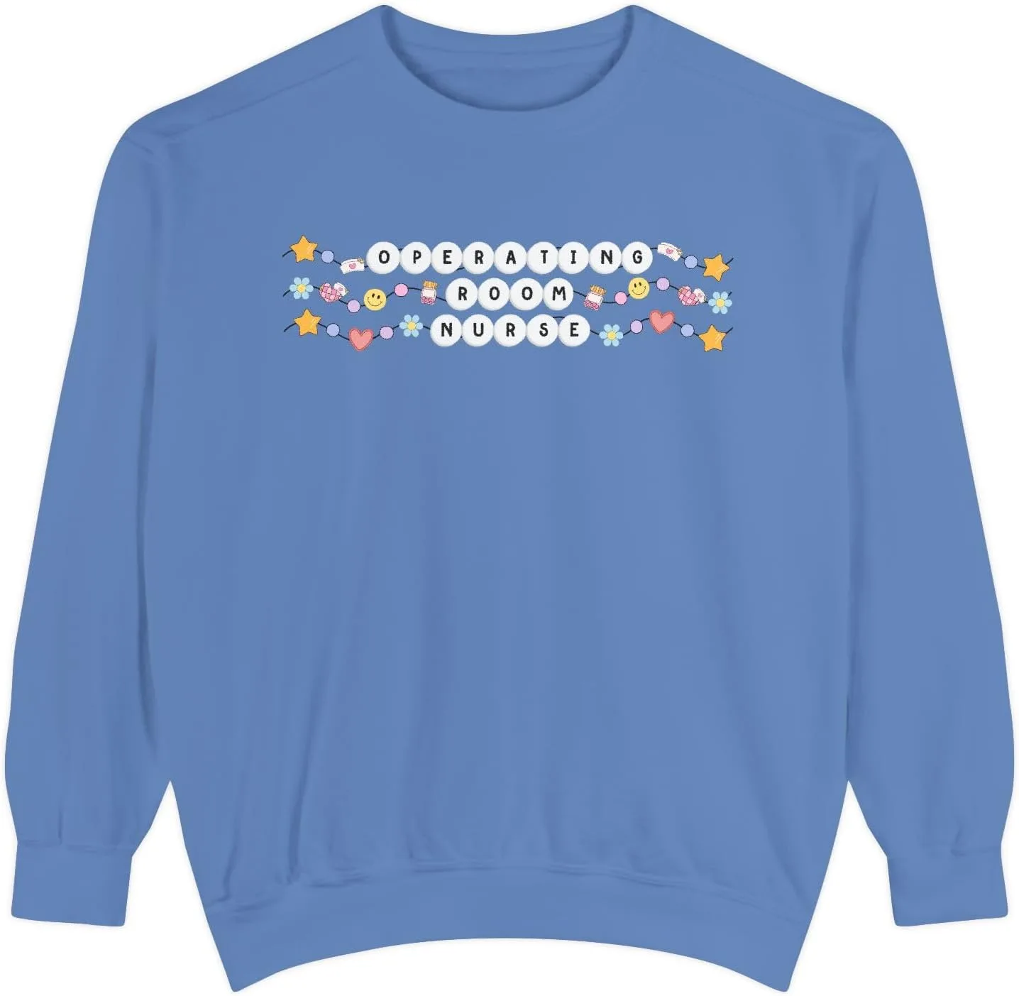 Свитшот Comfort Colors Operating Room Nurse Friendship Bracelet, OR Crewneck, подарок для RN GENERIC, синий