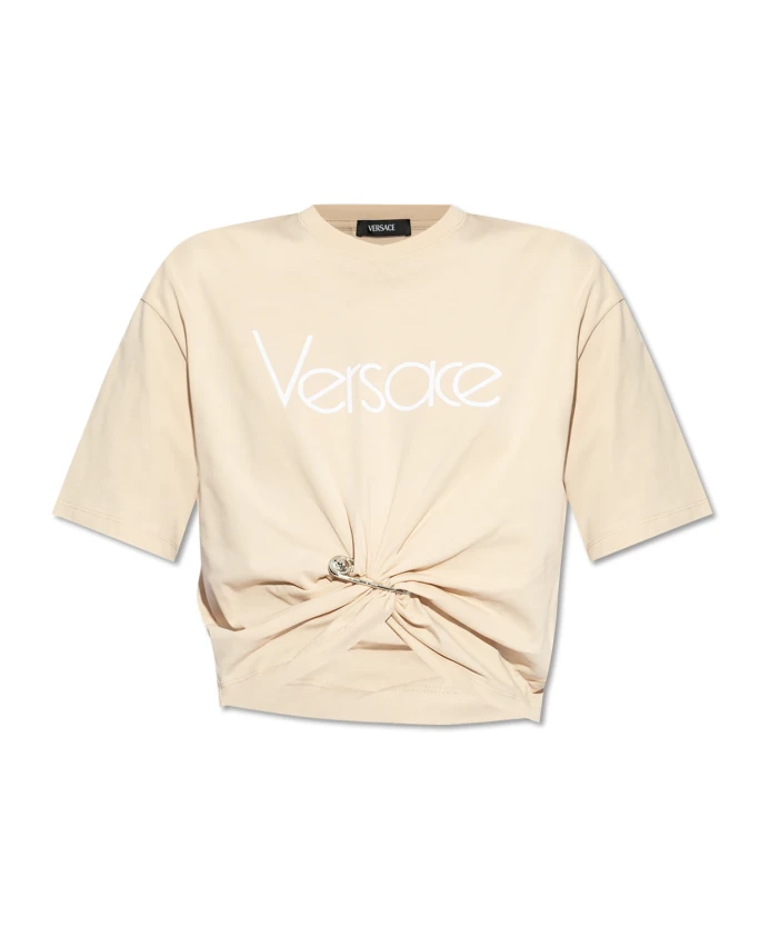 

Футболка с декоративной булавкой Versace, бежевый