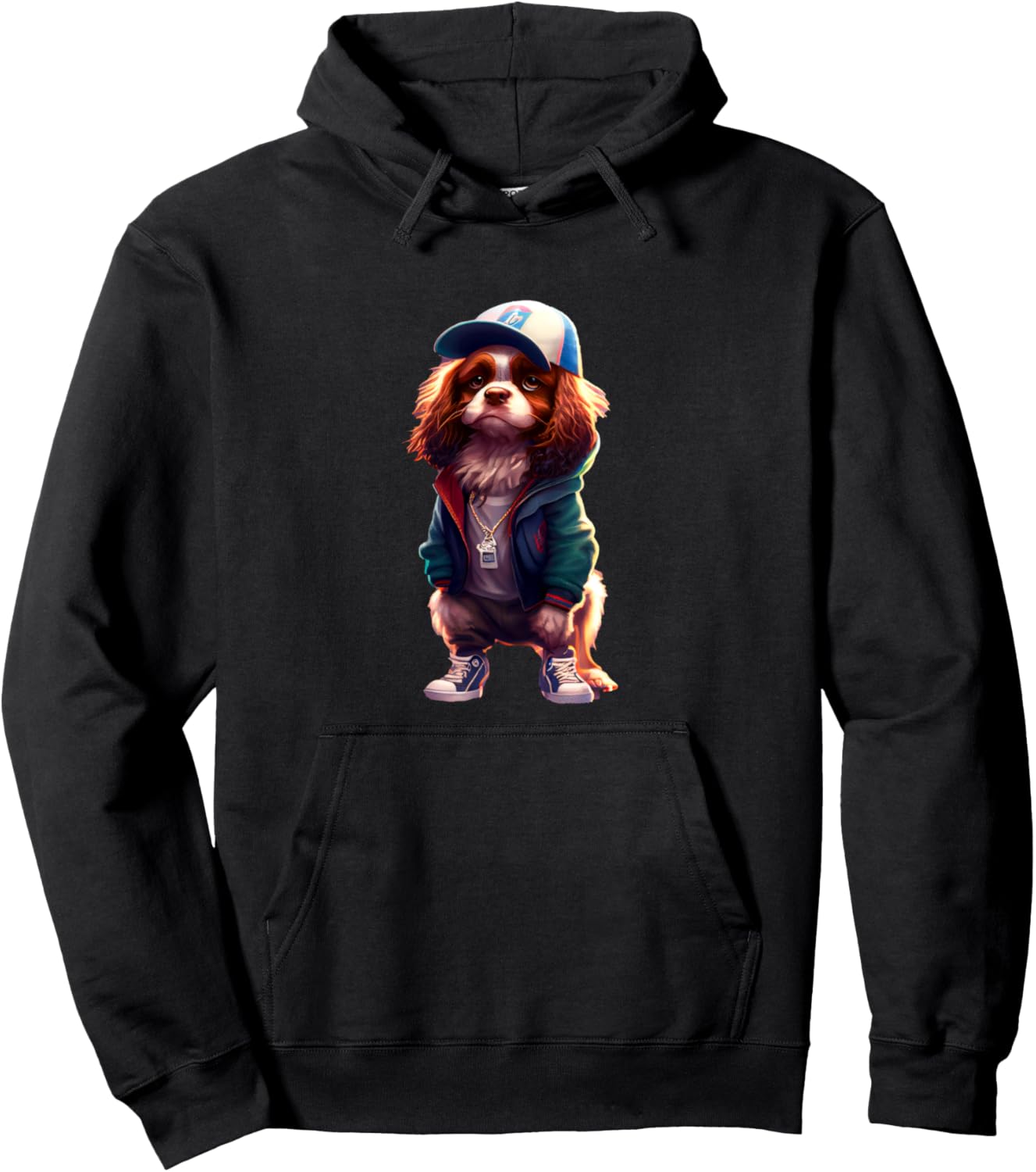 

Крутой хип-хоп костюм для собаки: кепка и цепочка. Худи Cool Dog Lovers Streetwear Fashion Hip Hop Pet, черный