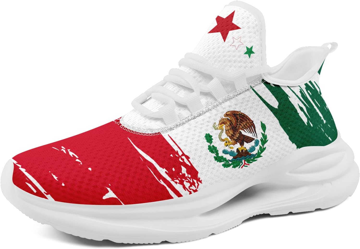 

Кроссовки с флагом Мексики - Дышащие легкие беговые кроссовки с EVA подошвой - Патриотическая обувь для мужчин и женщин Awsole, белый/красный/зеленый