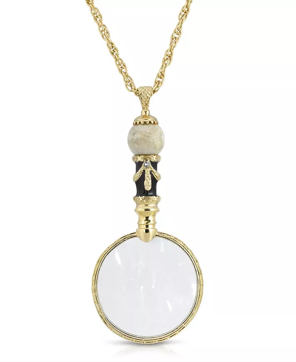 

Подвеска-Лупа из полудрагоценного речного камня золотистого оттенка, 30 дюймов 2028, gold