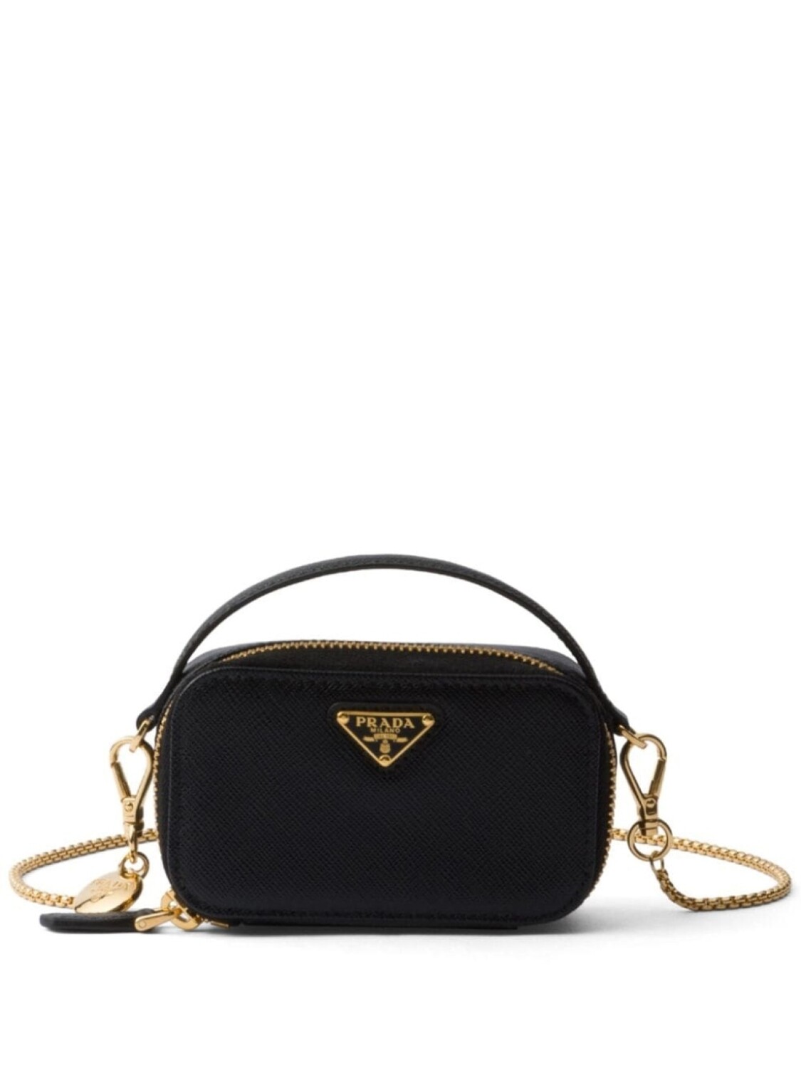 

Мини-сумка Prada из сафьяновой кожи с логотипом, черный