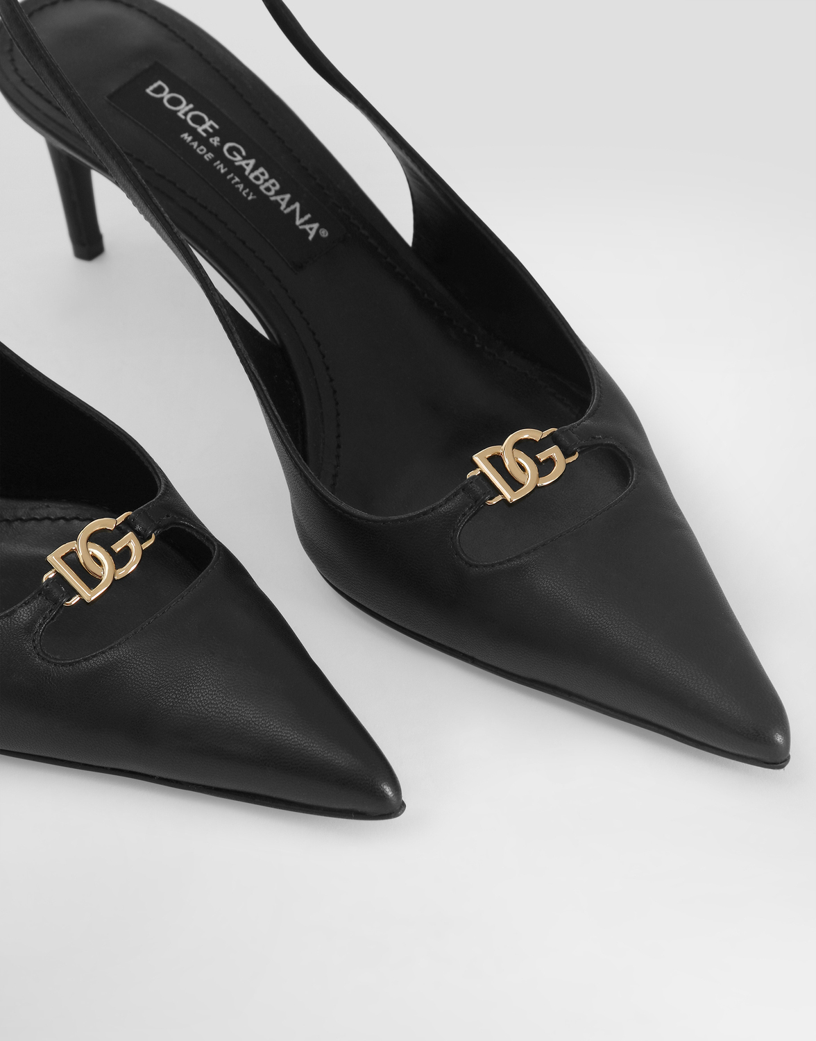 Босоножки-слингбэки lollo из шелковистой наппы Dolce & Gabbana, черный — фото 4