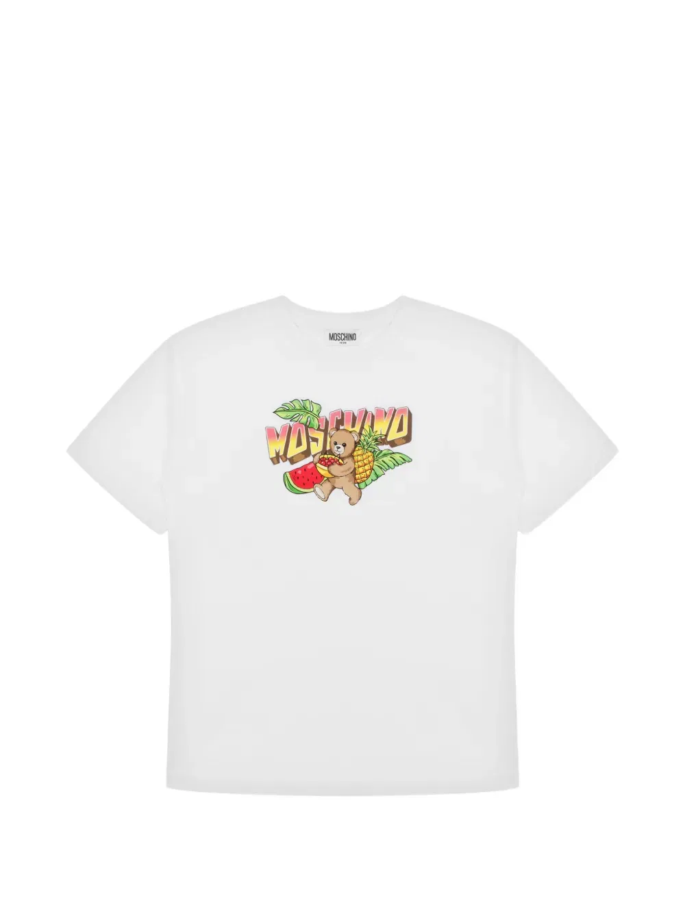 Футболка с изображением плюшевого мишки и фруктов Moschino Kids, белый