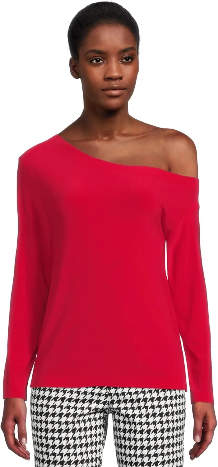 

Norma Kamali Женский топ с длинным рукавом и спущенным плечом