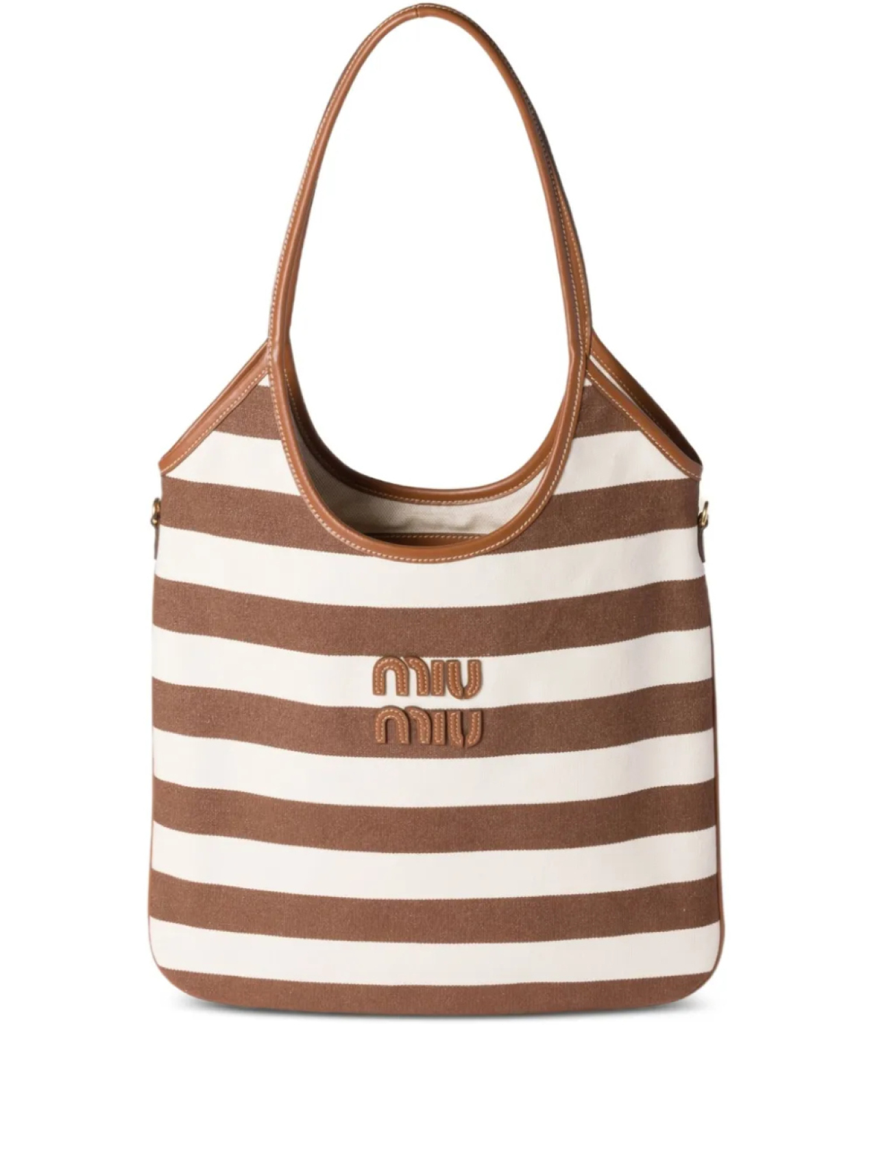 

Сумка-тоут Miu Miu Ivy в полоску, коричневый