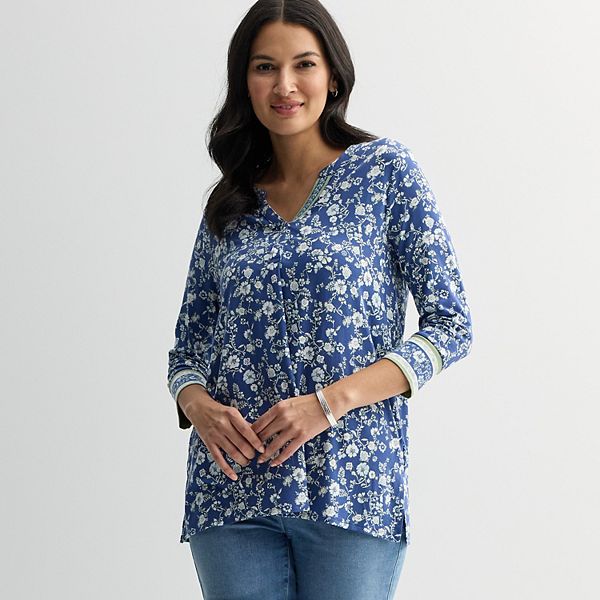 

Женская туника с 3/4 рукавом и разрезом на горловине Croft & Barrow, Blue Chic Blooms, Синий, Женская туника с 3/4 рукавом и разрезом на горловине Croft & Barrow, Blue Chic Blooms