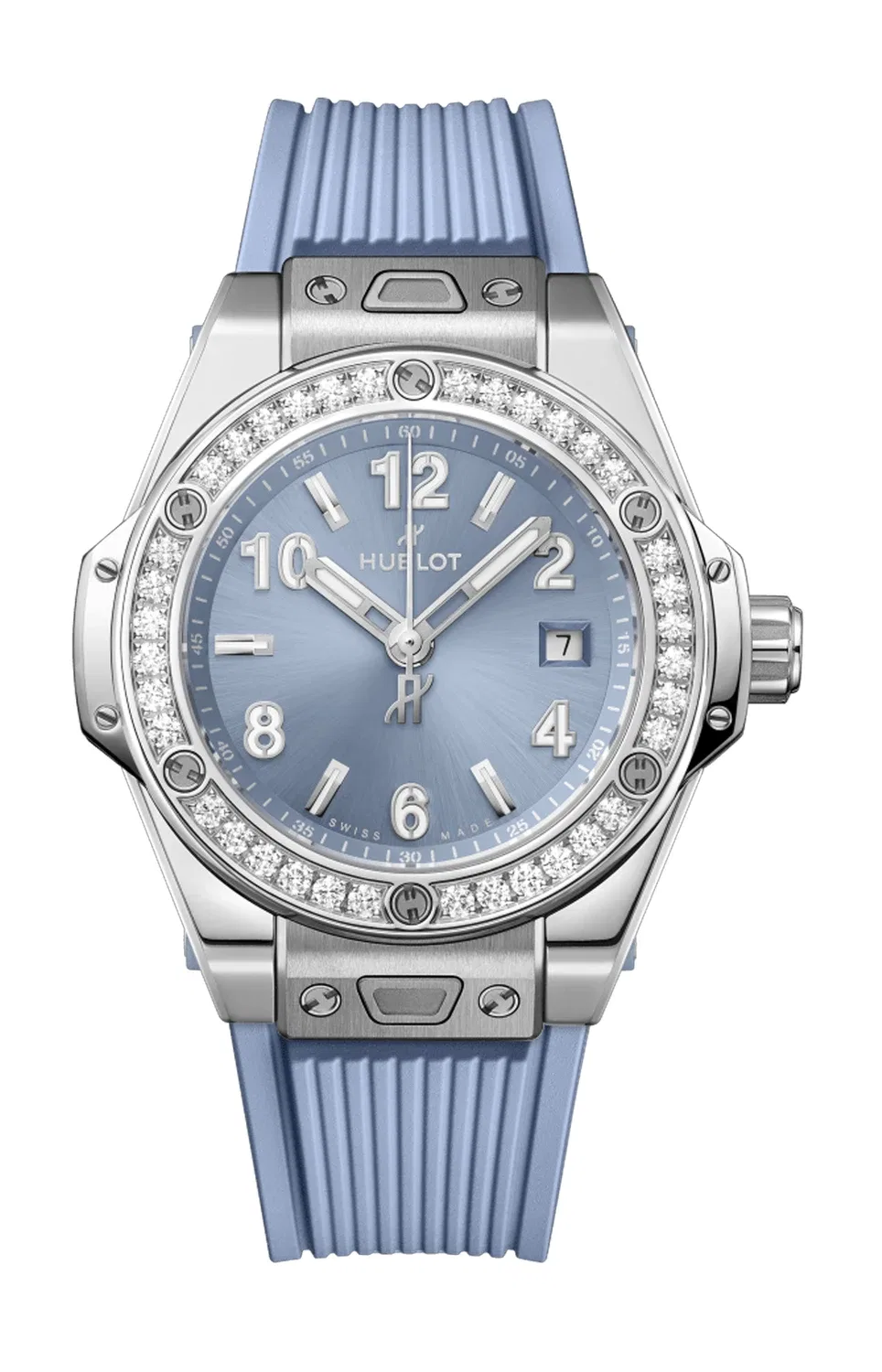 BIG BANG ONE CLICK СТАЛЬ COAL BLUE БРИЛЛИАНТЫ 33 ММ - 485.SX.717B.RX.1204 HUBLOT, зеленый